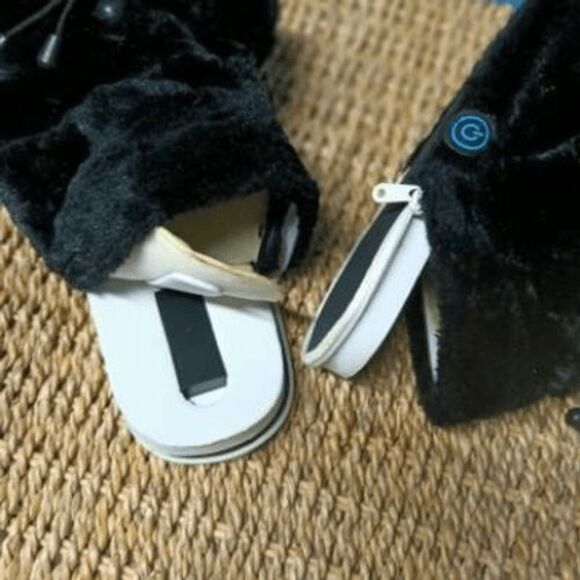 Black Faux Fur Massage Boots Relaxation Spa Booties Large 9-11 - Picture 8 of 9